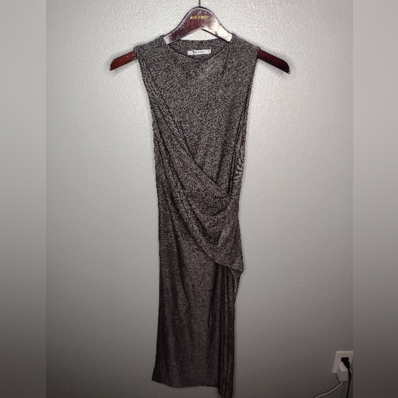 T Alexander Wang Sheath Midi Dress Medium Sleeveless Bodycon Faux Wrap MM - Picture 1 of 6